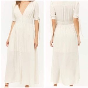 Love + Harmony Tan Long Woven V-Neck Maxi Dress